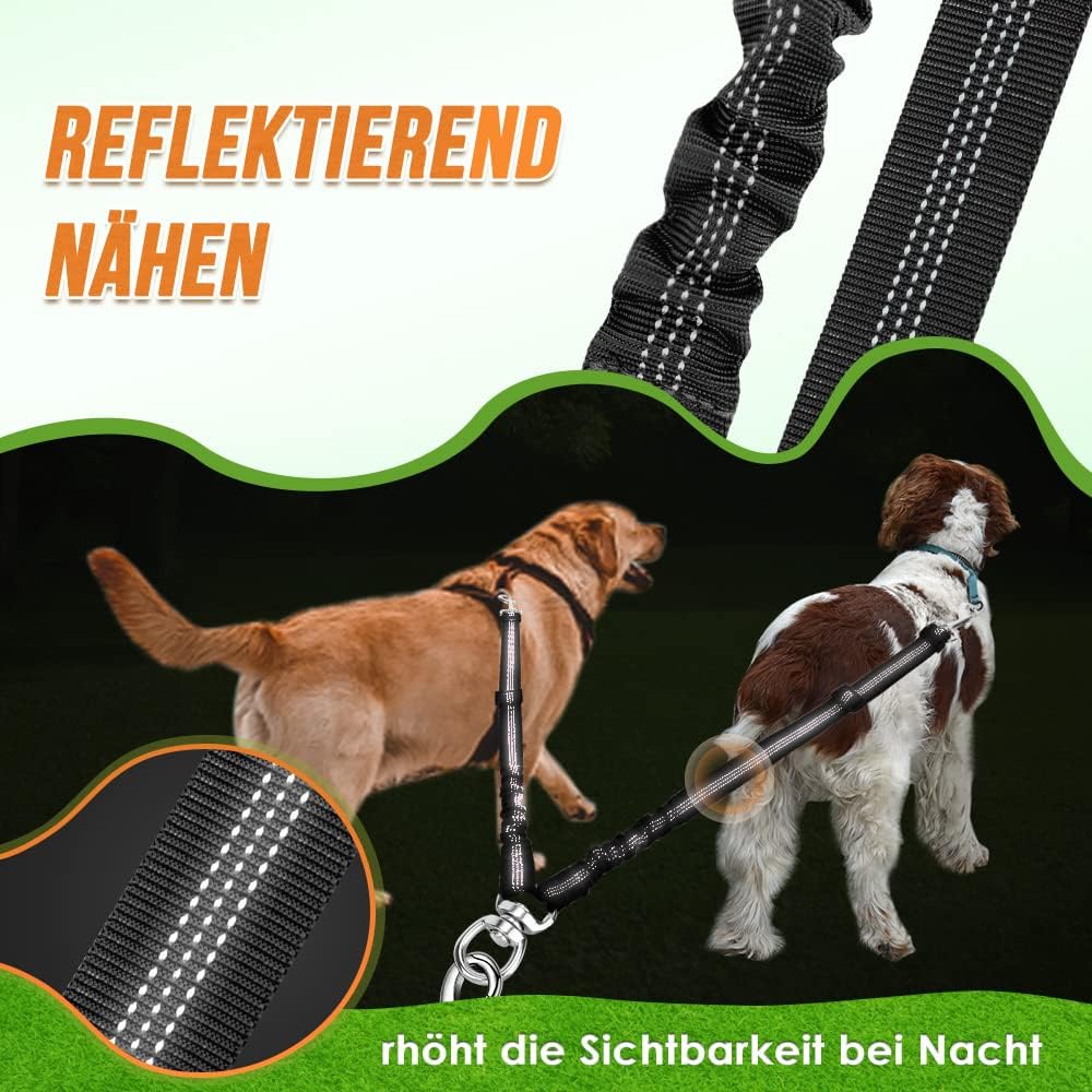 Detalle de Nasjac Doppelte Hundeleine – 360° drehbarer Splitter für zwei Hunde