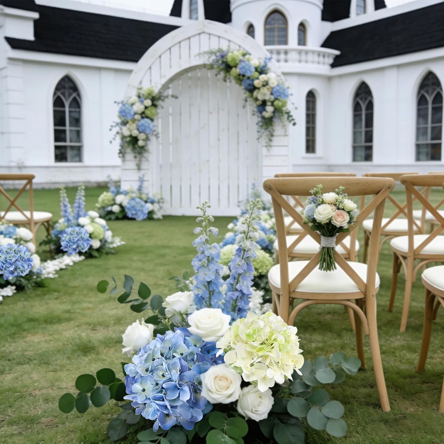 Detalle 2 de Coferset Artificial Hydrangea Flowers, 6.5-Inch Heads