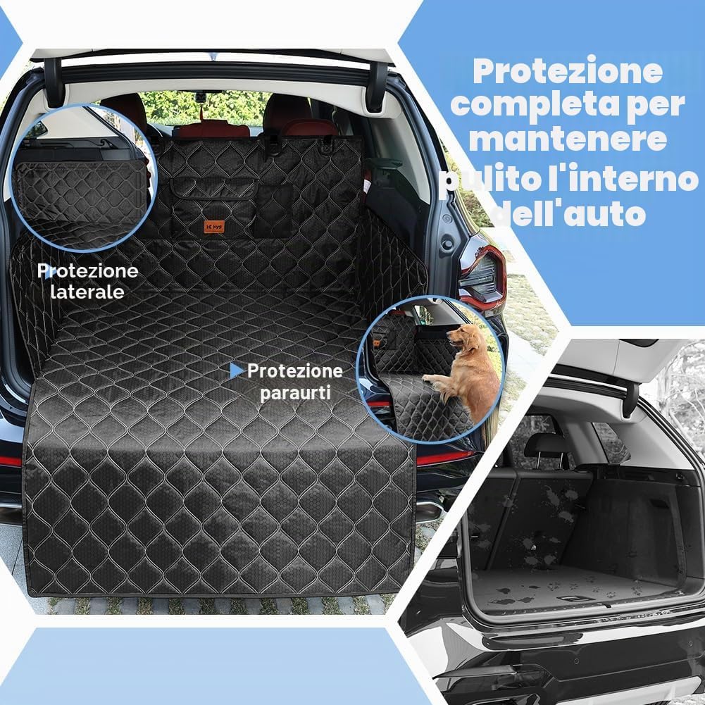Detalle de KY G Telo Auto per Cani con Protezione Laterale e Paraurti – Copertura Bagagliaio Impermeabile e Antiscivolo