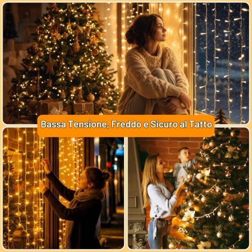 Detalle 1 de Hoteril Catena luminosa natalizia da esterno, 40 m, 370 LED, bianco caldo