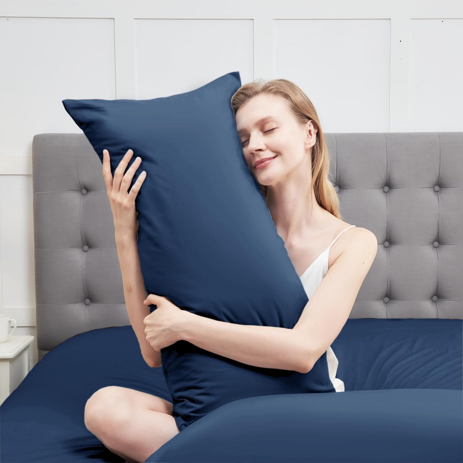 Detalle de Kissenbezug 40x80 Vielit – Mikrofaser, OEKO-zertifiziert, 2er Set, dunkelblau