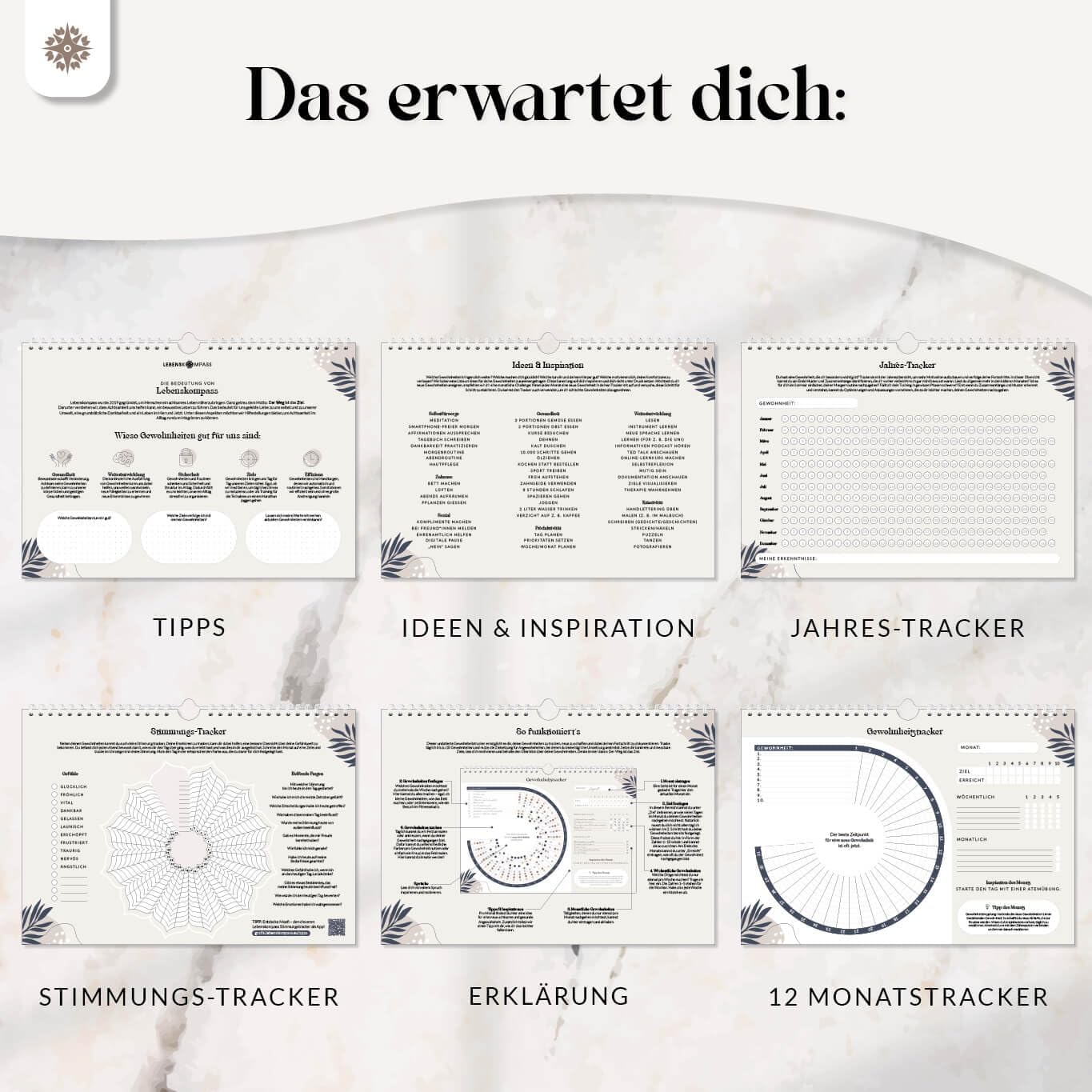 Thumbnail 4 de Lebenskompass Habit Tracker 12 Monate Gewohnheitstracker đź“…