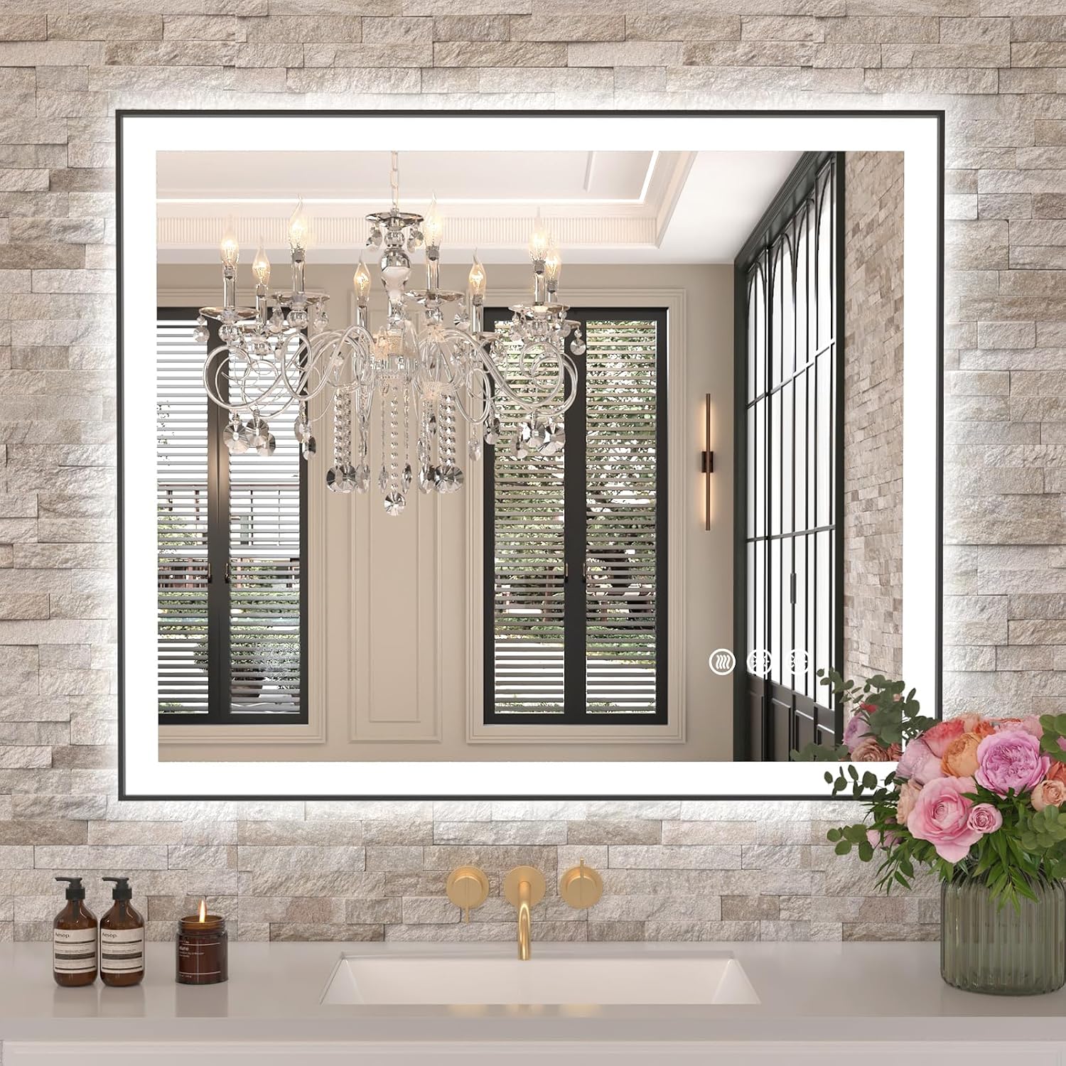 Detalle de Amorho 30" x 36" LED Bathroom Mirror — Dimmable ✨🪞