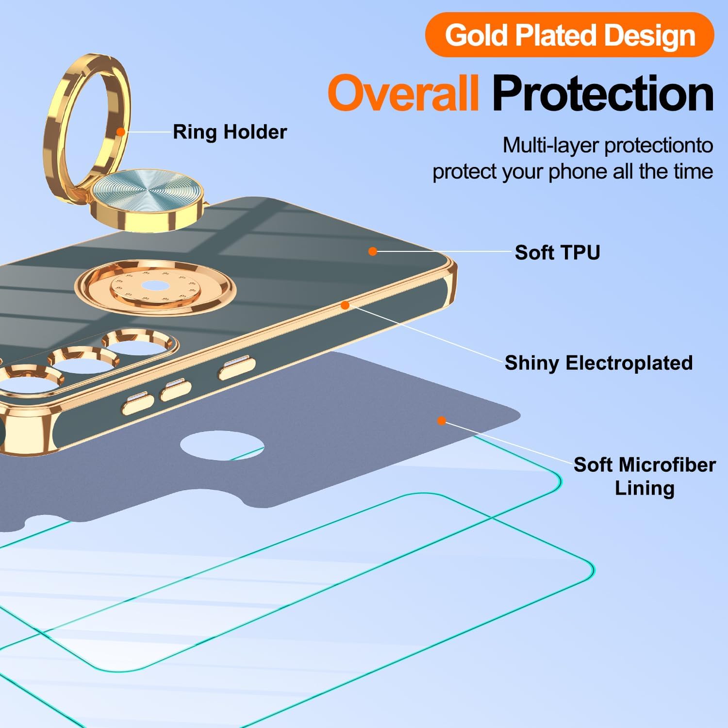 Thumbnail 6 de Gritup Slim Fit Case for Samsung Galaxy S23 with Built-in Ring Kickstand and 2 Screen Protectors (S23-Gray)