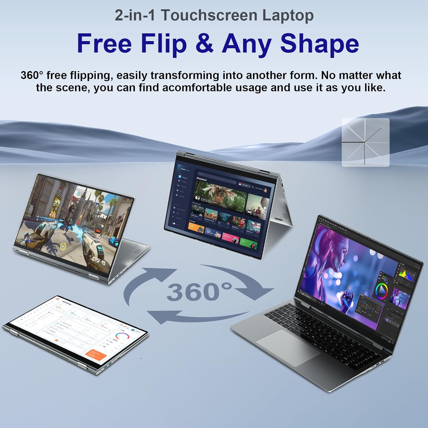 Thumbnail 6 de Jumper 16-Zoll Laptop (IPS FHD Touch, 16GB DDR5, 640GB, N95, Fingerabdruck) – 2-in-1 mit 360° Touch