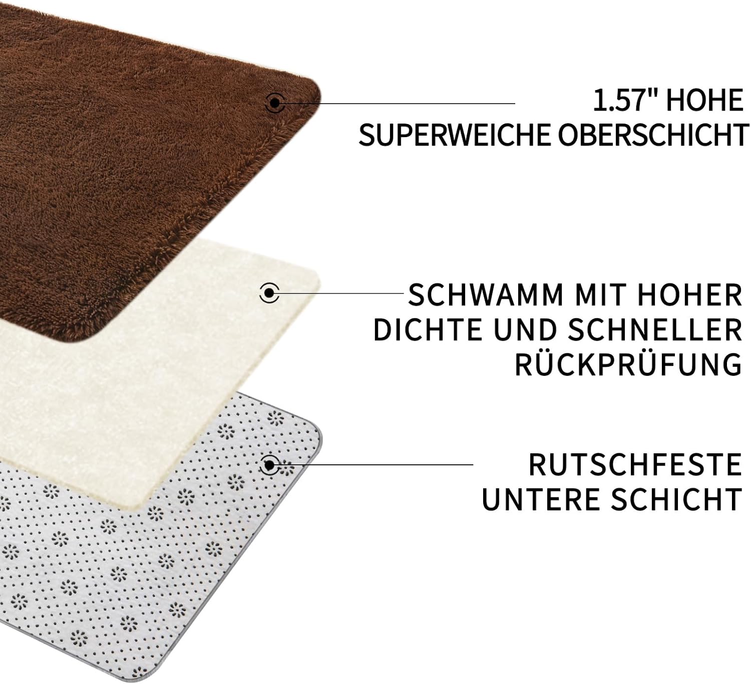 Thumbnail 2 de Sour Lemon Hochflor Teppich Braun 240 × 300 cm – Waschbar, Anti-Rutsch & Extra Groß
