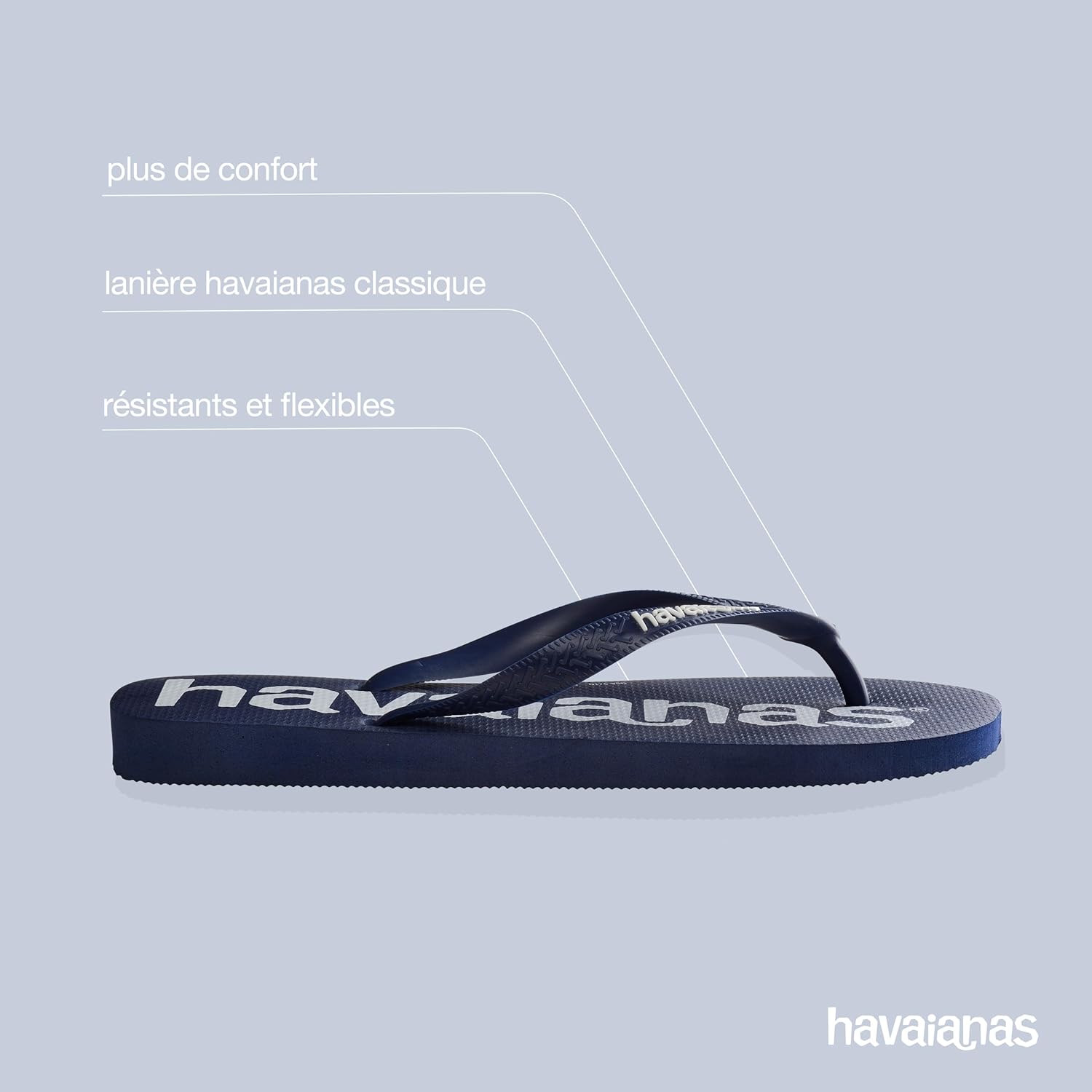 Detalle de Havaianas Top Logomania – Tongs unisexe à l’esthétique audacieuse et au confort pensé pour un usage quotidien