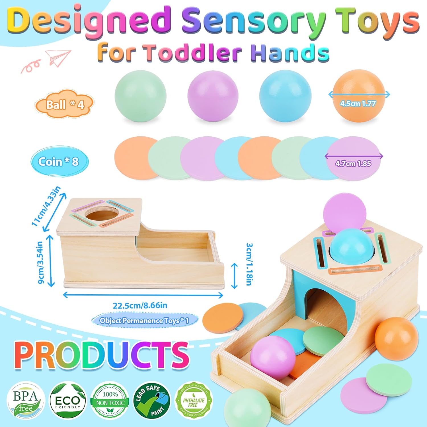 Detalle de FCSONU Jouet Montessori pour Bébé 1–3 Ans – Circuit de billes en bois