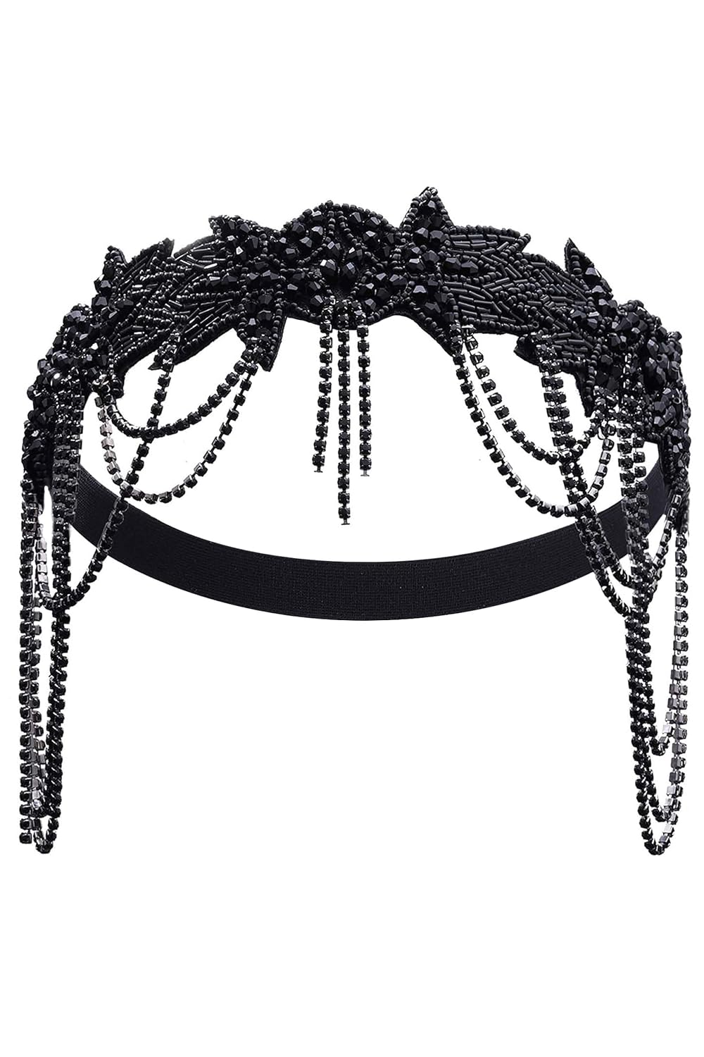 Detalle 2 de BABEYOND 1920s Flapper Headpiece with Crystal Rhinestones and Beaded Chains