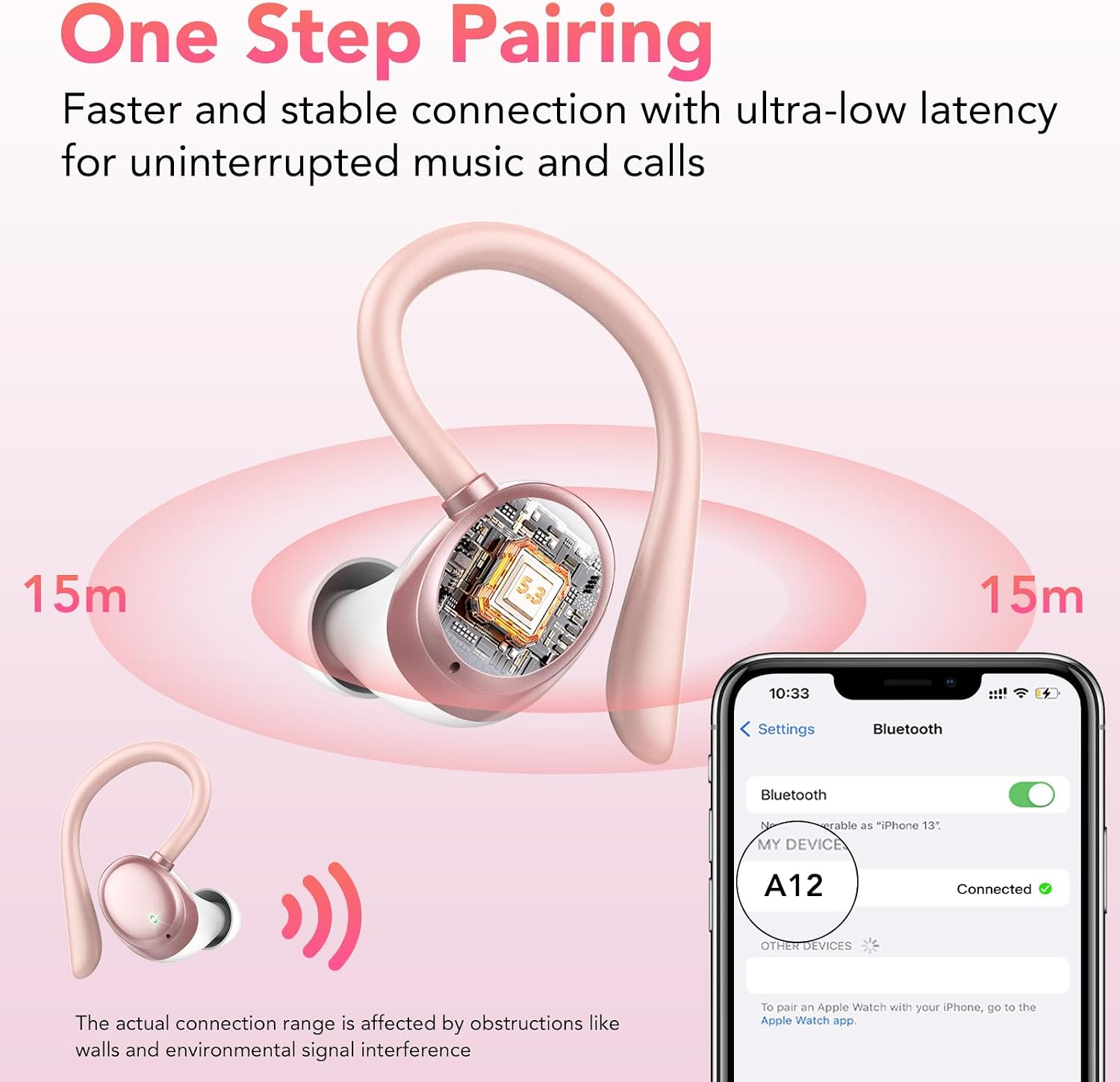 Thumbnail 4 de KT1 Ear Buds: Wireless Earbuds with Earhook, Bluetooth 5.3, Deep Bass and Real‑Time LED Display