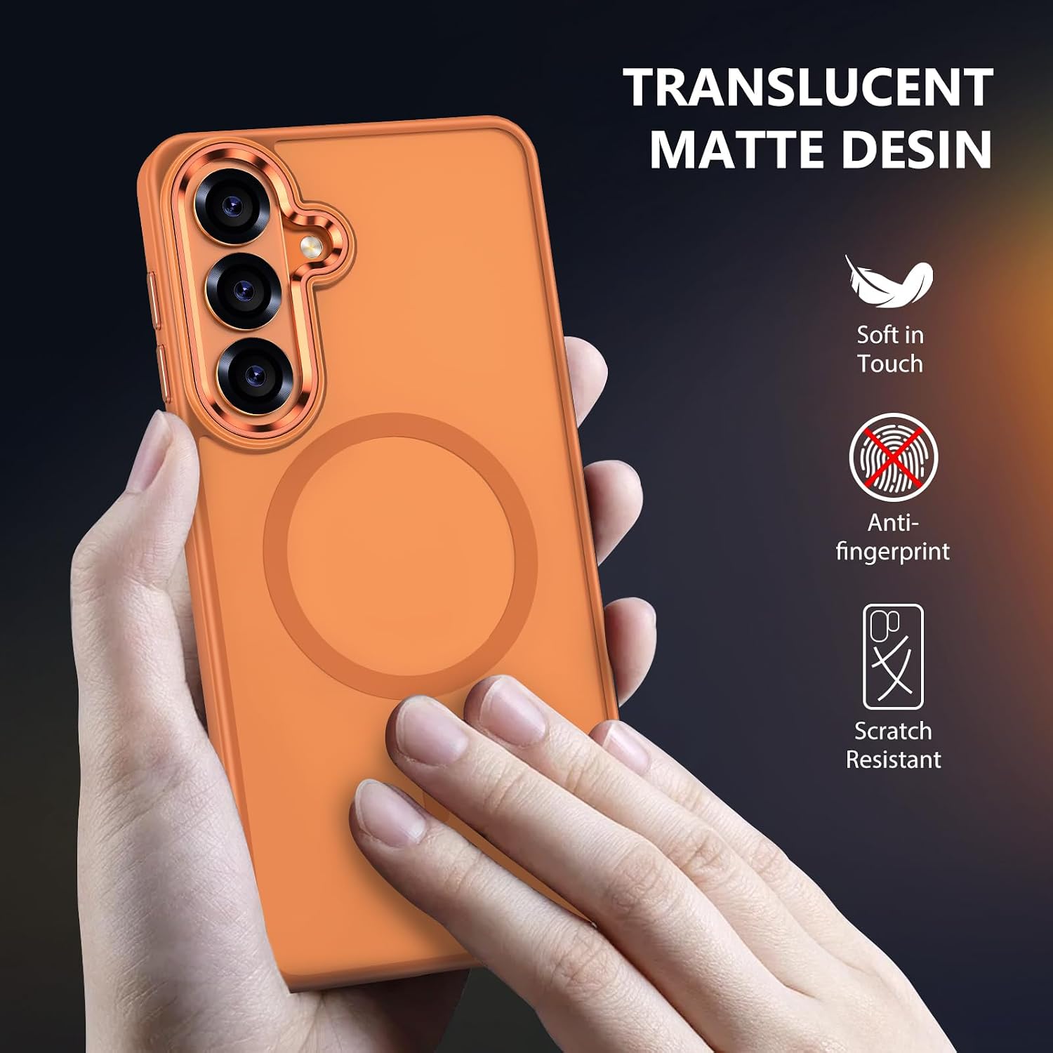Detalle de MATEPROX Magnetic Case for Samsung Galaxy S26 with Screen Protector (Orange)