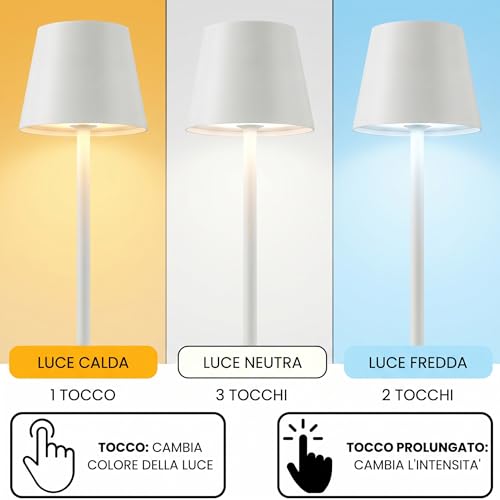 Thumbnail 5 de D-LIGHT PROFESSIONAL: Lampada da Tavolo Senza Fili con 3 Luci LED, USB e Dimmerabile (Bianco)
