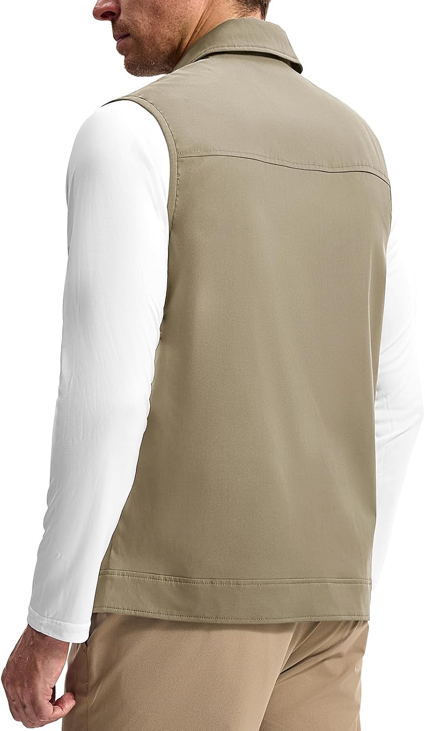 Detalle 2 de TBMPOY Men's Lightweight Utility Vest with 3 Zip Pockets and Plaid Lining