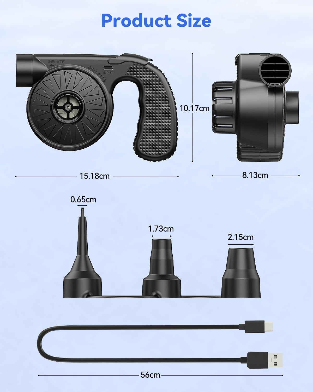 Detalle de Dr.meter Pompa Elettrica 6000mAh: pompa senza fili per materassi e gonfiabili