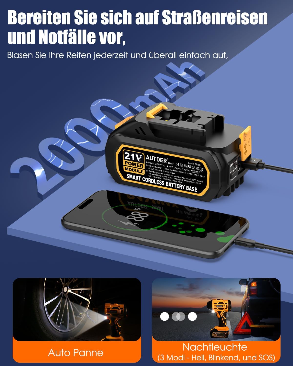 Thumbnail 5 de AUTDER AD380 Akku Luftkompressor 180 PSI