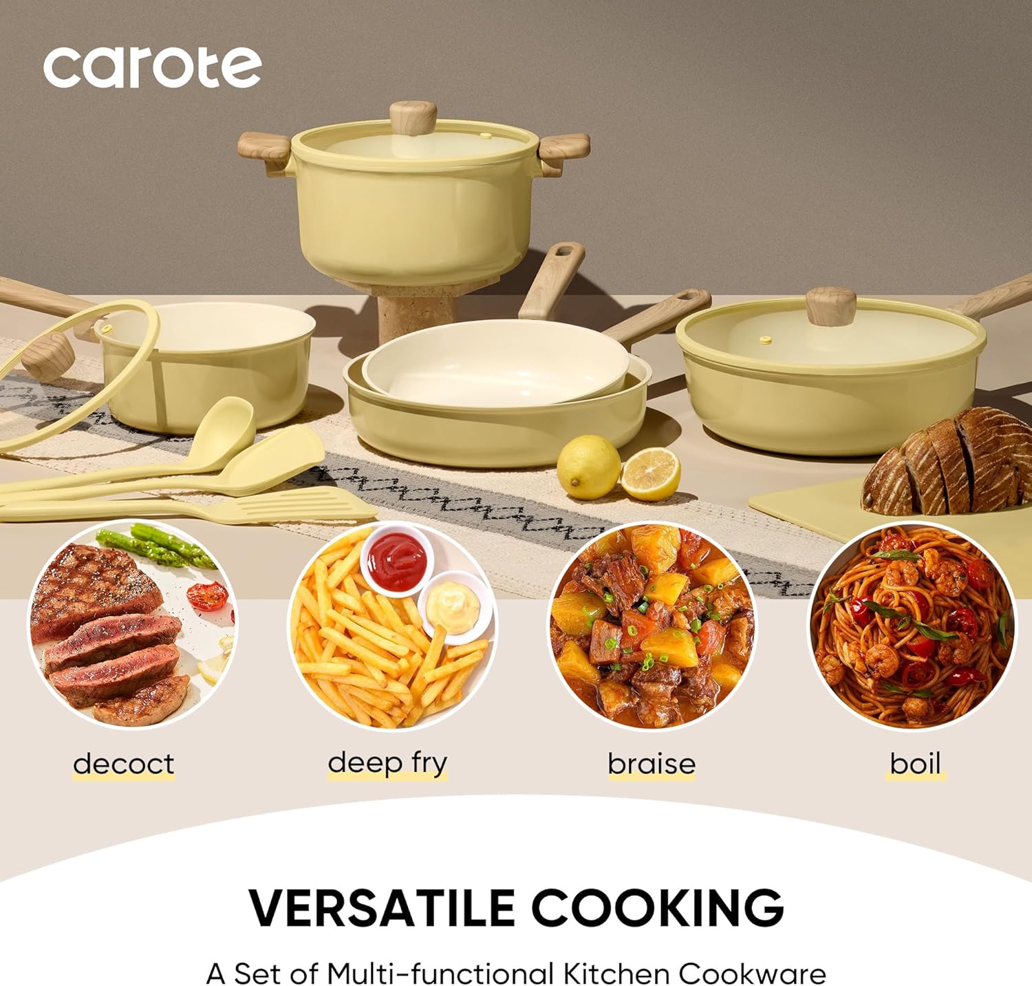 Thumbnail 2 de CAROTE 24-Piece Ceramic Nonstick Cookware Set with Knife Set