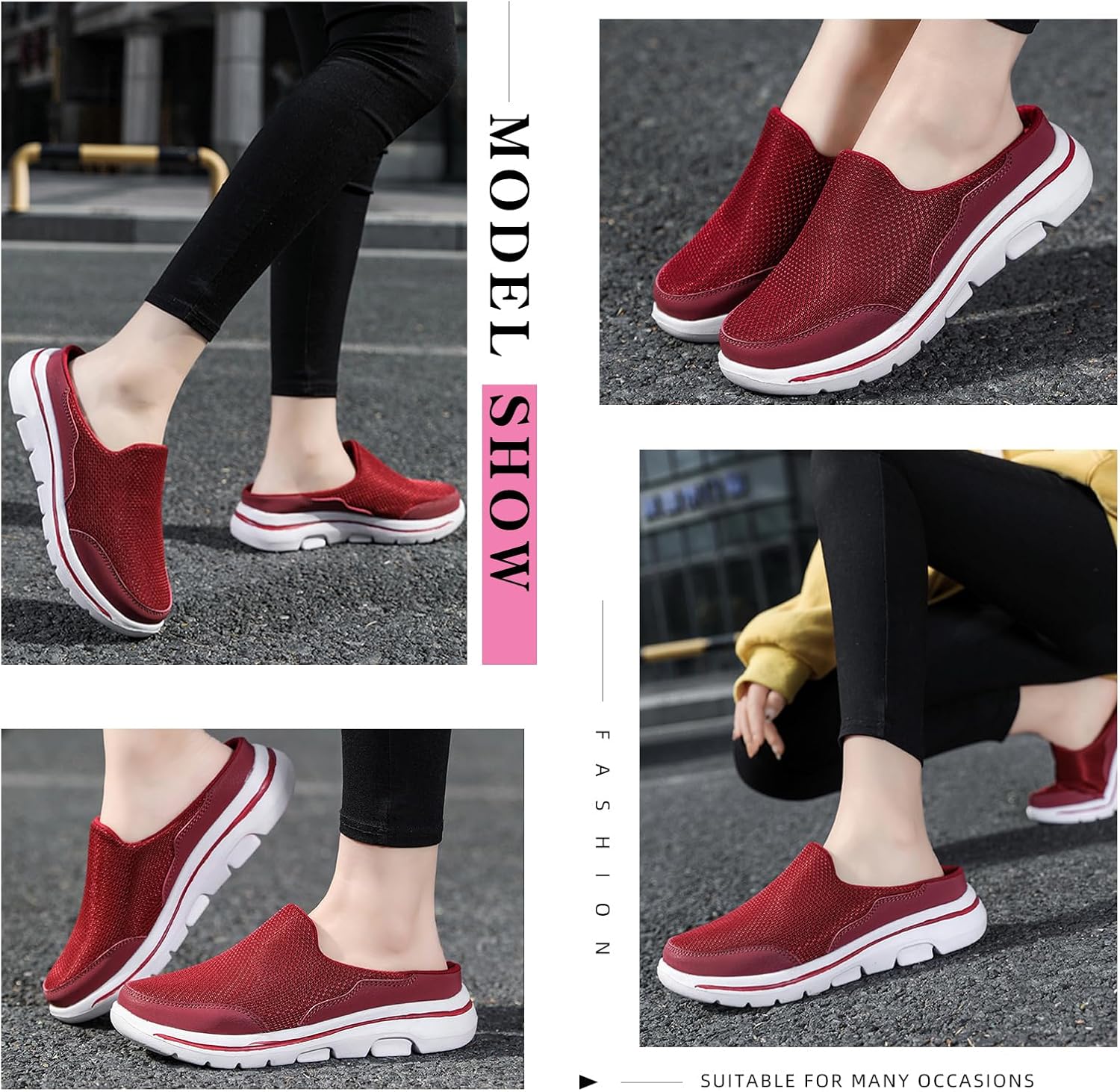 Detalle 2 de Acfoda clogs voor dames en heren, uniseks mesh-instappers, lichtgewicht, EU 35-48