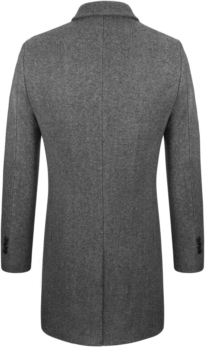 Detalle de WULFUL Men's Slim-Fit Wool Winter Coat, Two Styles with Button Closure