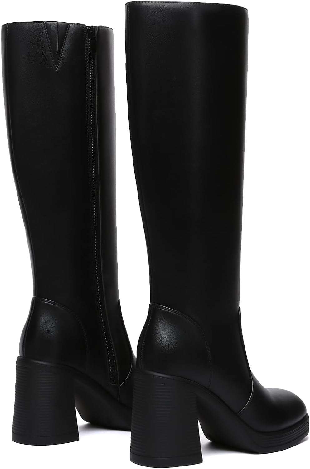 Detalle 2 de Athlefit Knee-High Boots with Wide-Calf Fit, Side Zipper and 3.68-Inch Heel