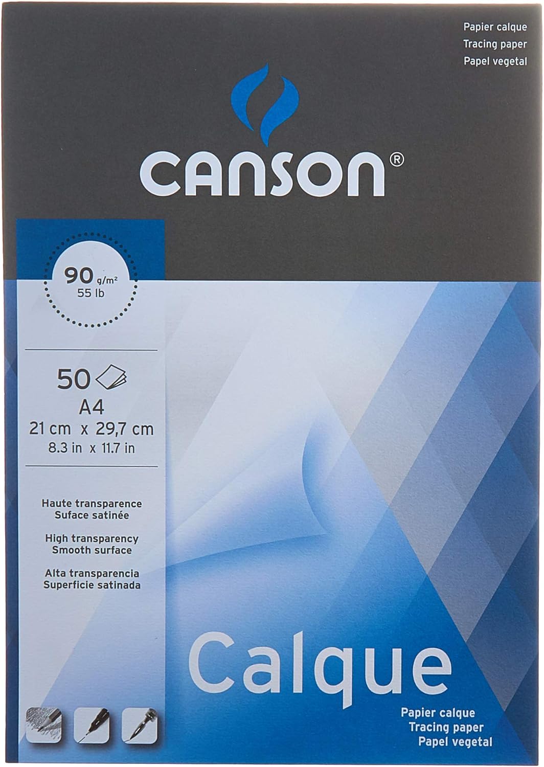 Thumbnail 3 de CANSON Bloc calque satin 90/95 g/m² — 50 feuilles A3, surface satinée