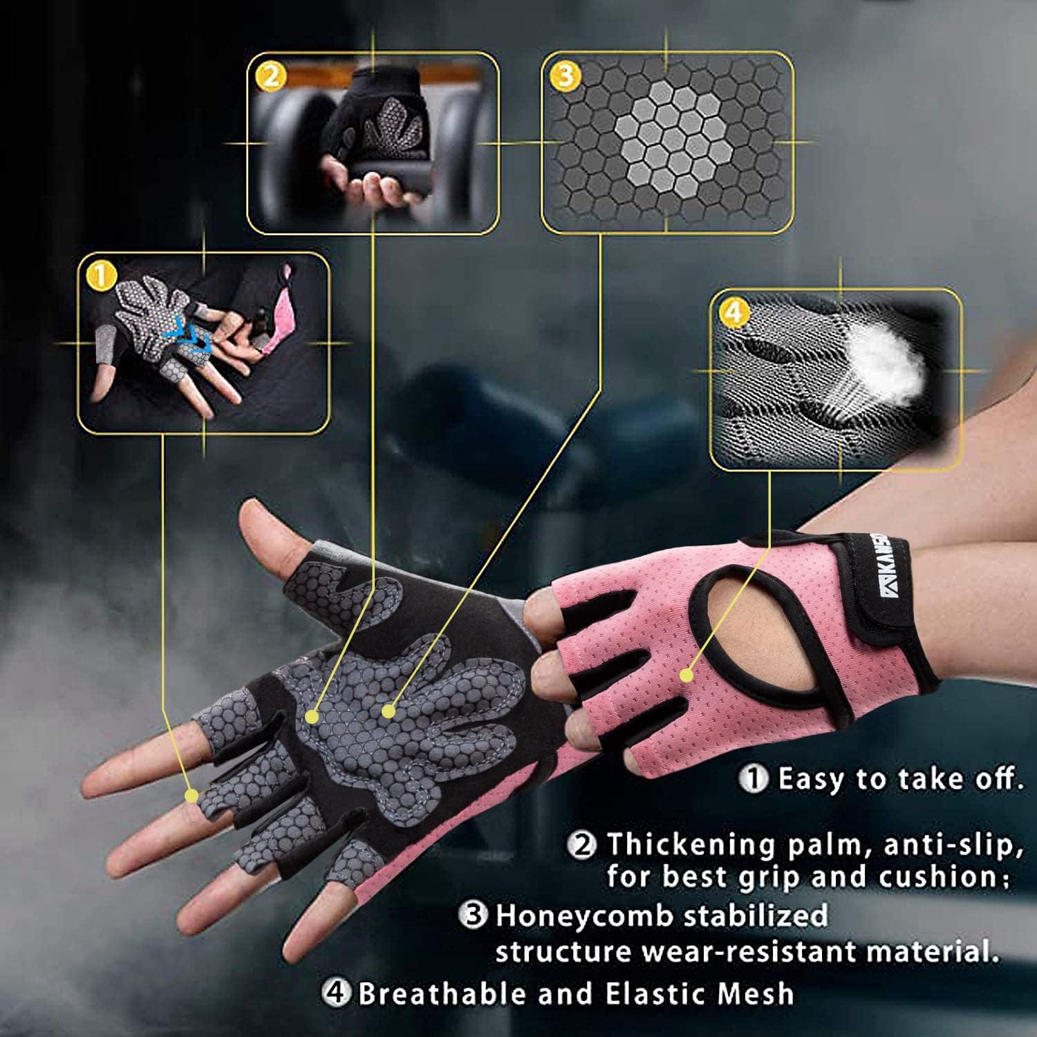 Thumbnail 1 de LIFECT Essential Breathable Workout Gloves, Pink, Small, Padded Palm