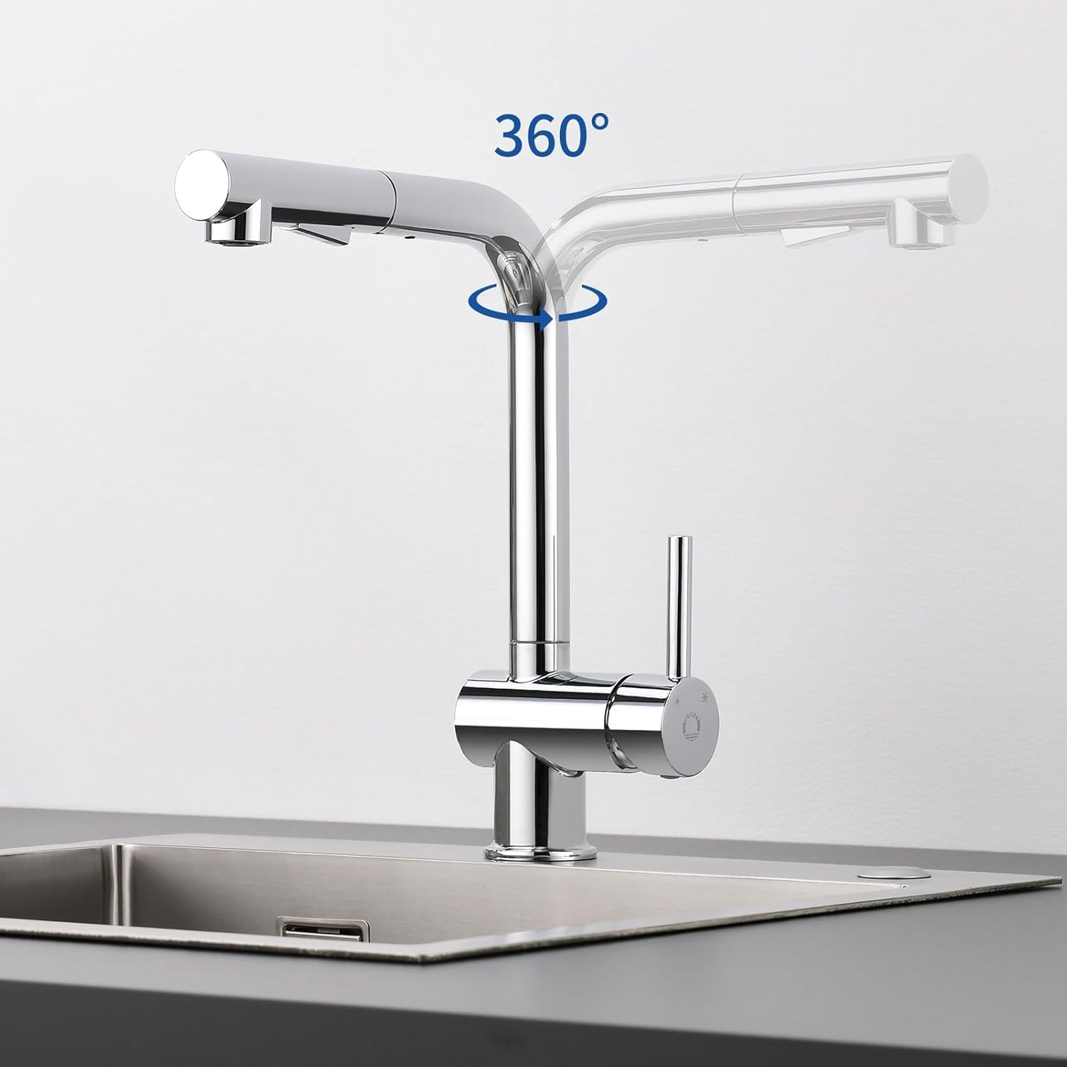 Detalle de CECIPA Miscelatore Cucina Cromo con Doccetta Estraibile — 360° di Libertà e Design