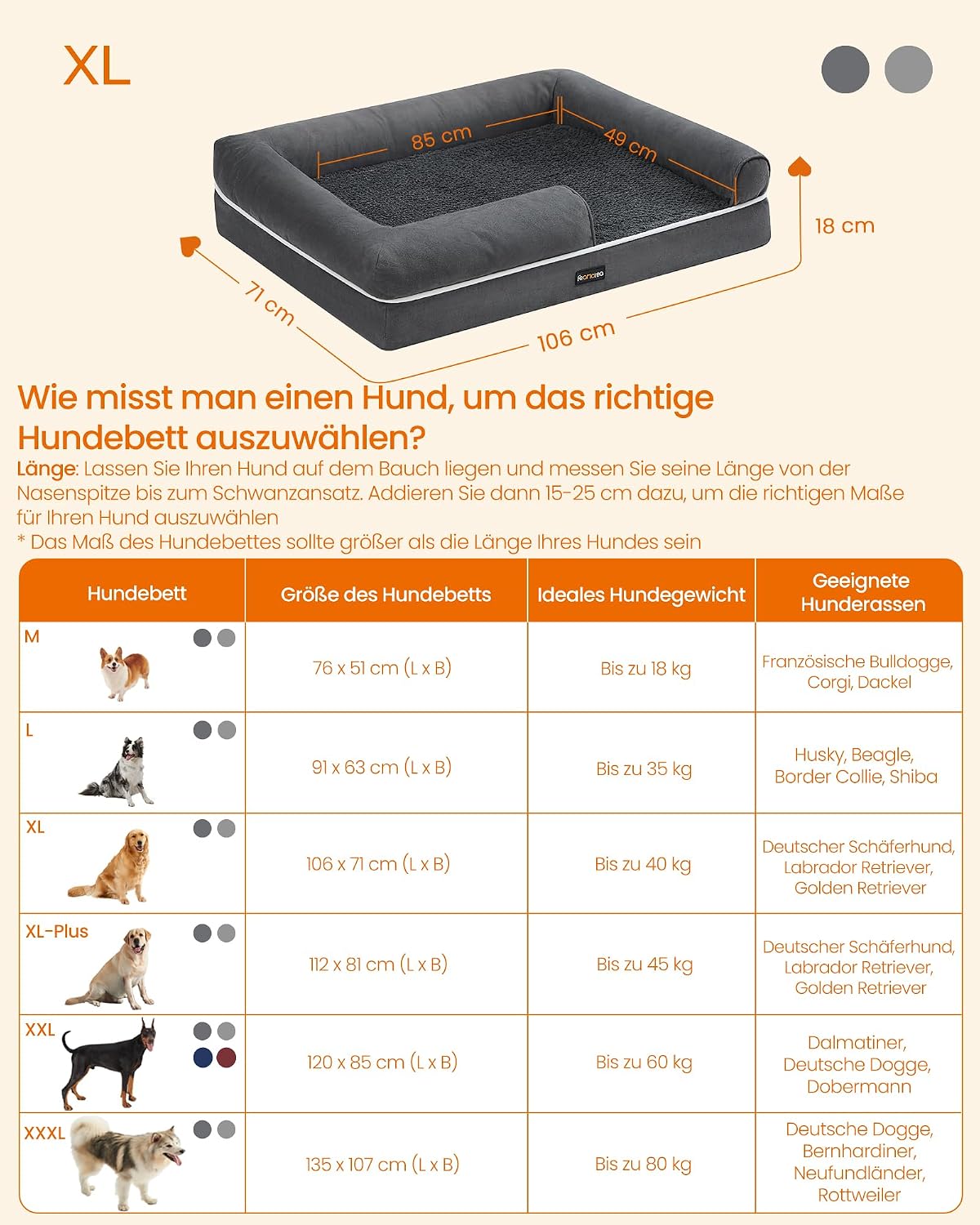 Thumbnail 4 de Feandrea Orthopädisches Hundebett 106 x 71 cm