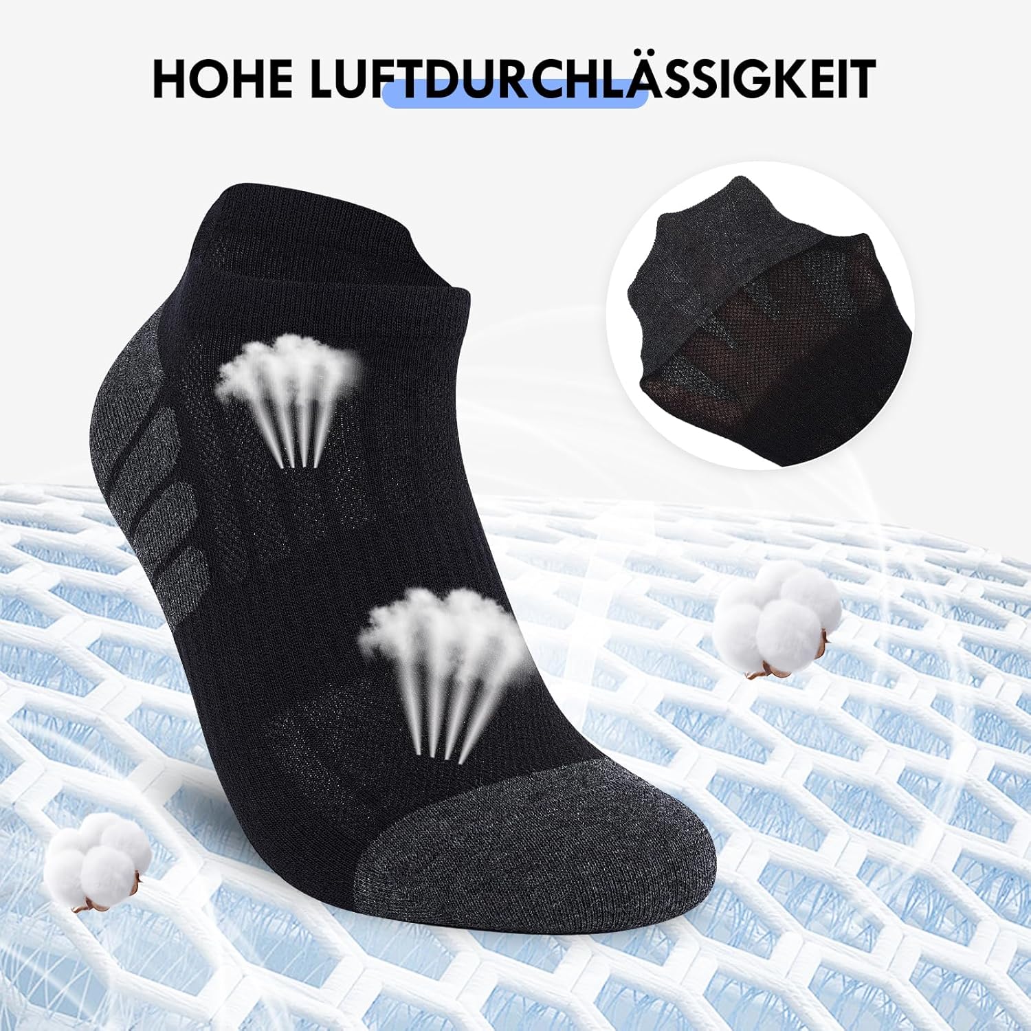 Thumbnail 2 de Stoeury 10/20 Paar Sneakersocken für Herren & Damen – atmungsaktive Kurzsocken mit Mesh, Fußgewölbestütze