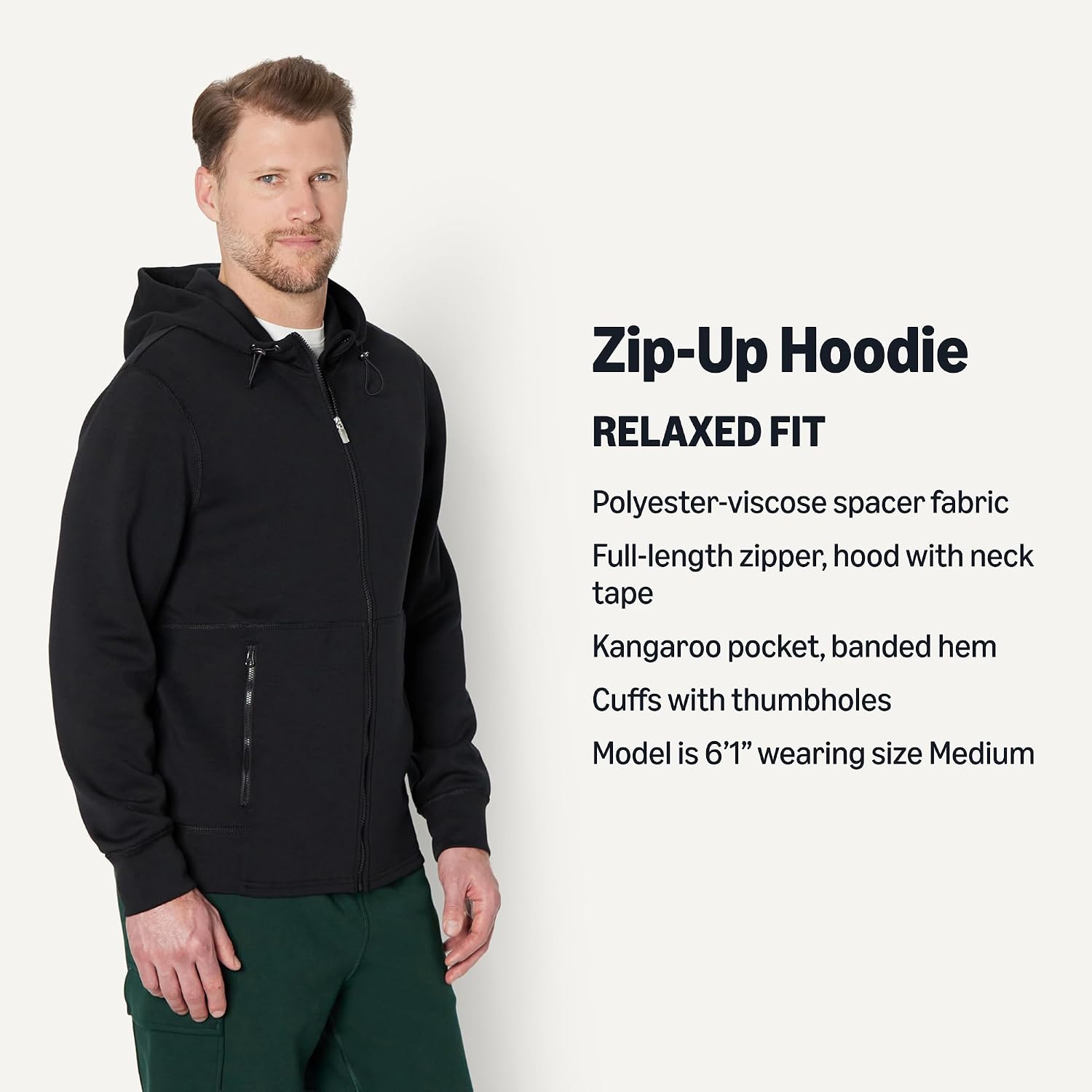 Detalle 2 de Amazon Essentials Men's Active Athletic Relaxed Fit Full-Zip Lounge Hoodie