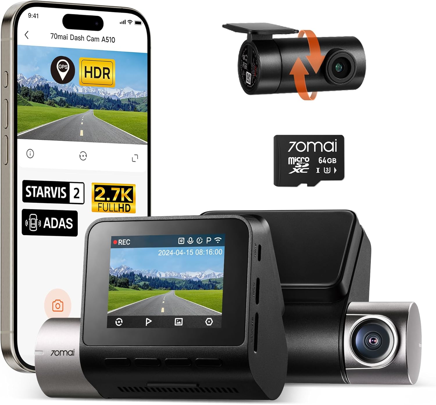 Detalle de 70mai A510 Dash Cam 1944P con GPS e WiFi