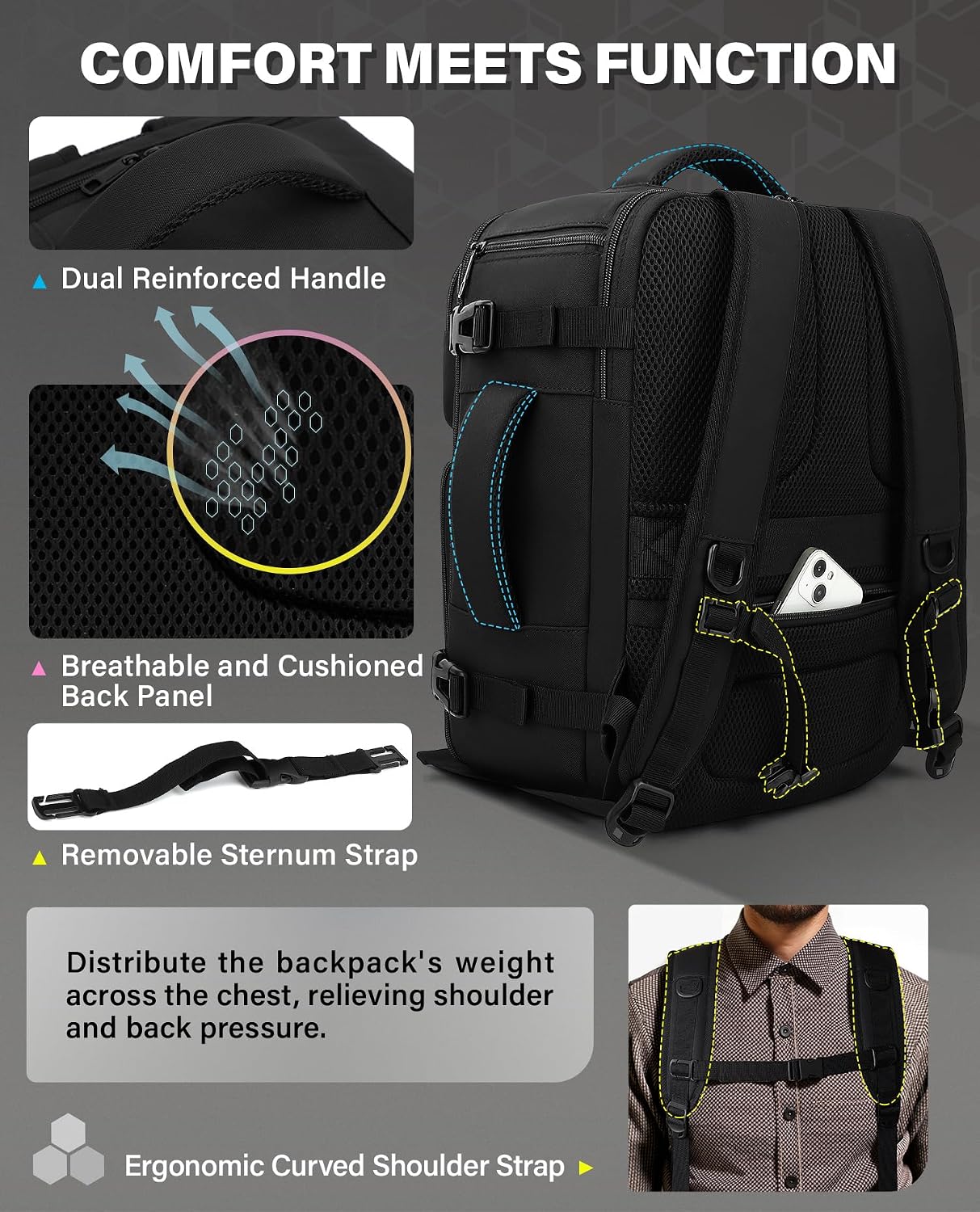 Thumbnail 3 de VANKEV Cabin Bag 24L 40x30x20 for Ryanair