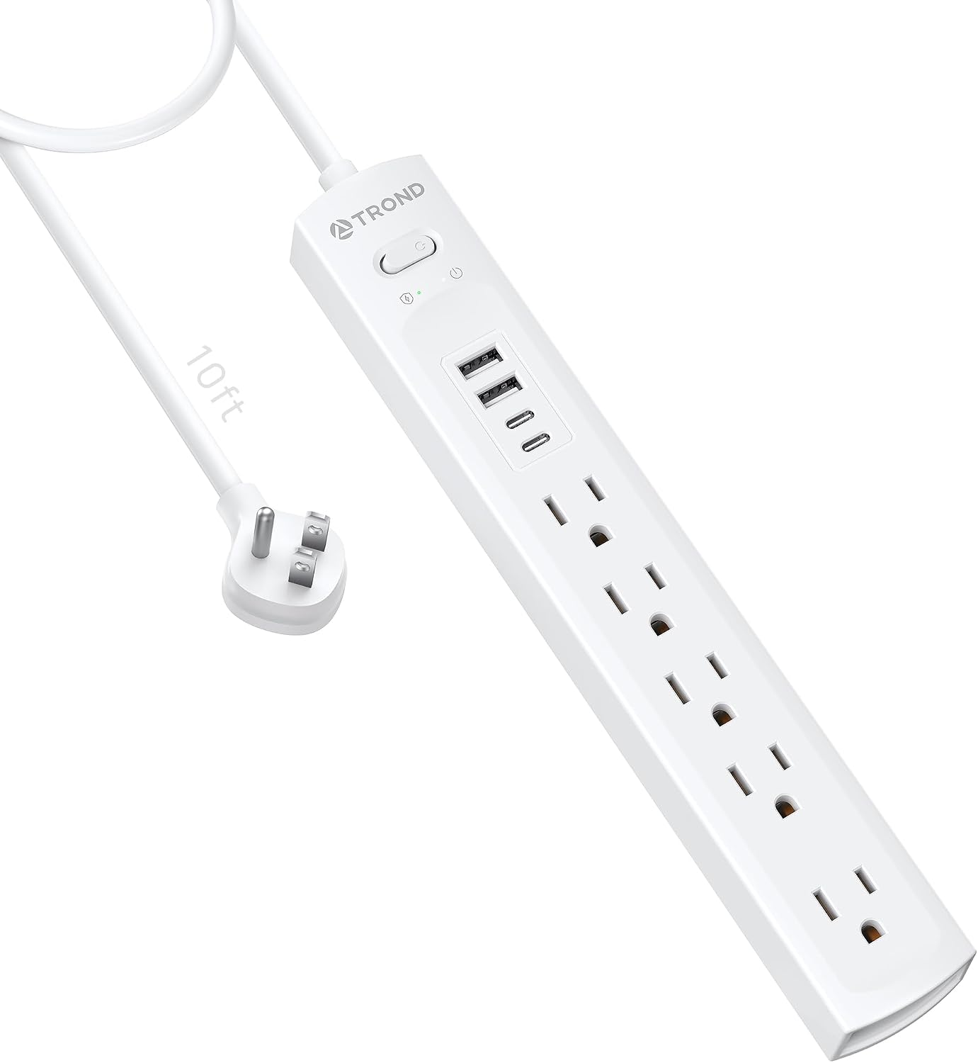 Detalle de TROND TD-PS-US03 Power Bar with 5 AC Outlets, 4 USB Ports and 10 ft Cord