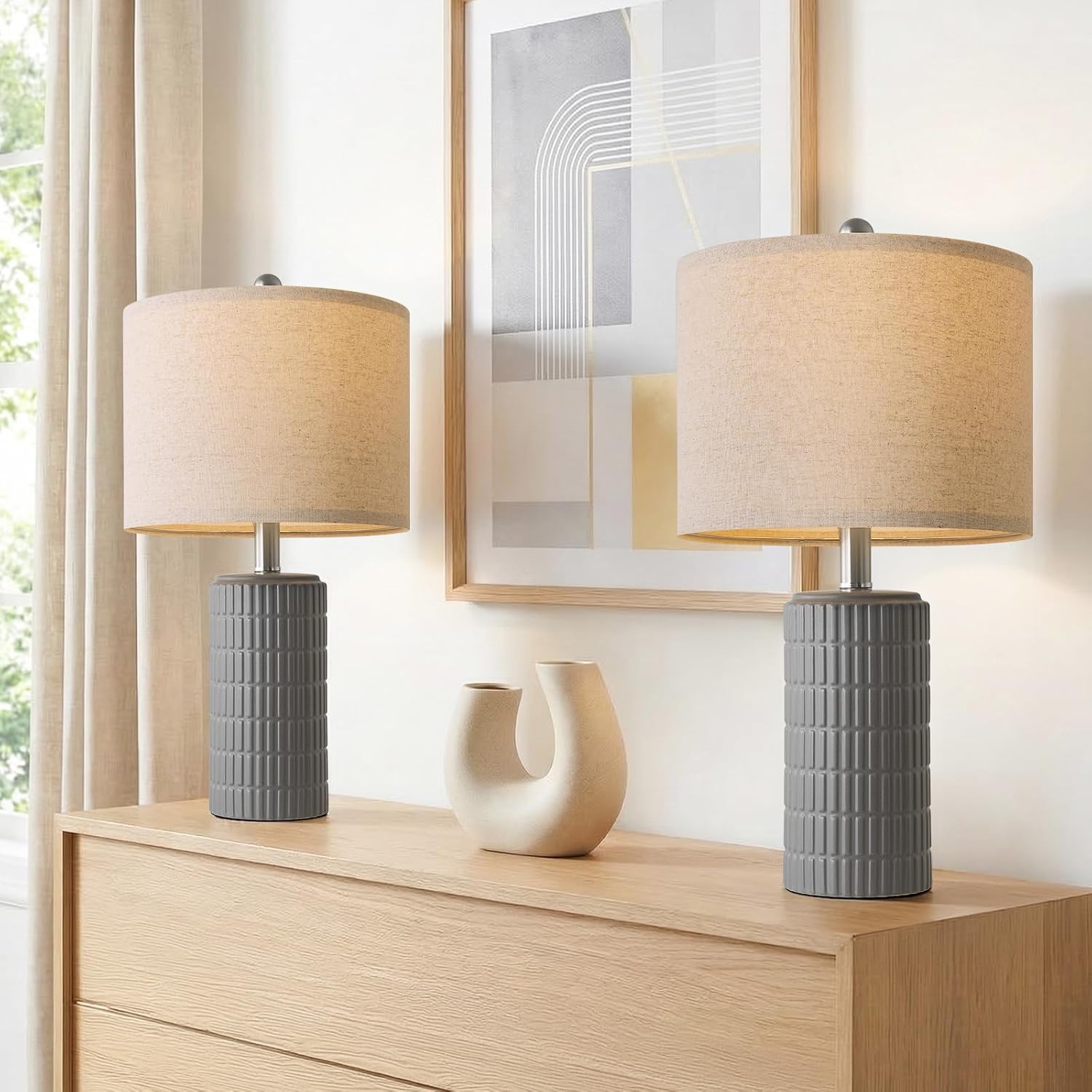 Detalle 2 de PoKat Ceramic Table Lamps, 20.75-Inch