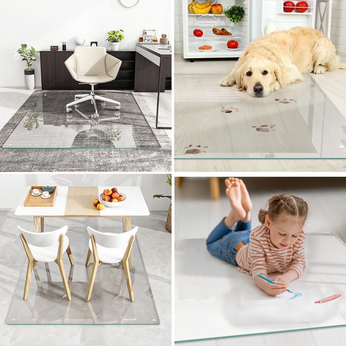 Thumbnail 6 de Koonmi Office Chair Mat for Carpet, 46" x 60" Tempered Glass, 0.19" Thick