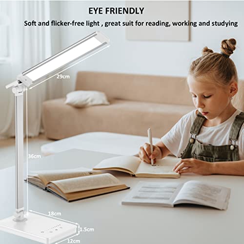 Thumbnail 1 de Qualore Lámpara Escritorio, Flexo Led Escritorio con 5 Niveles de Brillo y 5 Modos, Carga USB-C, Temporizador, Cuidado Ojos, Función de Memoria, Control Táctil, Luz Nocturna Mesita Studiar Infantil