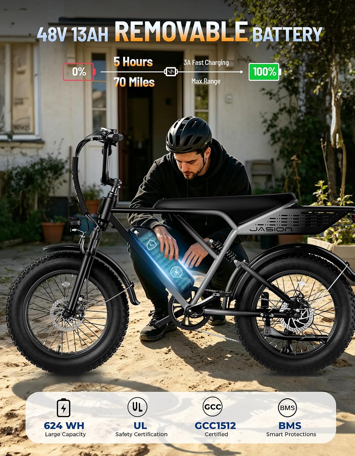 Detalle de Jasion Fat Tire Electric Bike 48V 15Ah