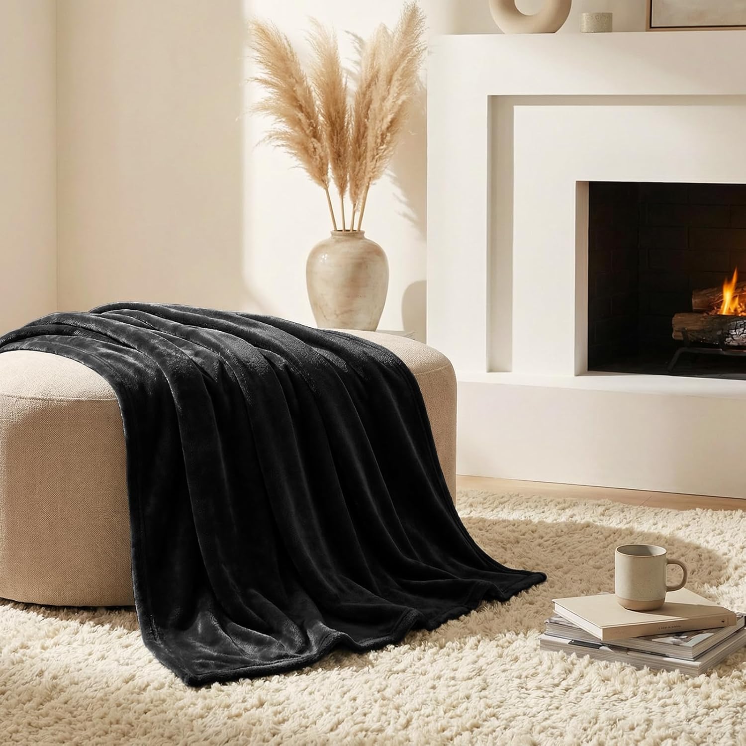 Thumbnail 5 de CozyLux Flauschdecke 150x200 cm (XL) aus Flanell – warme Kuscheldecke für Sofa und Bett, schwarz