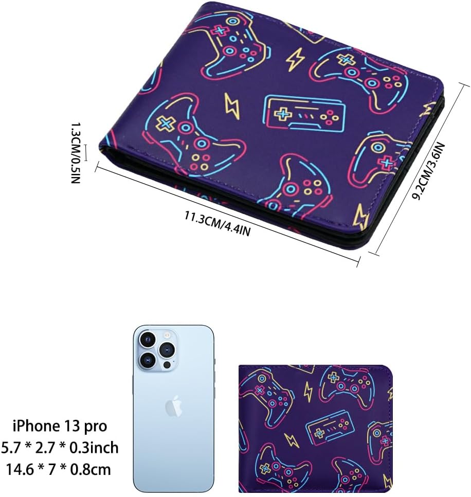 Detalle de Sundee Bi-Fold Wallet for Men and Teen Boys – Gamepad Blue Leather Purse