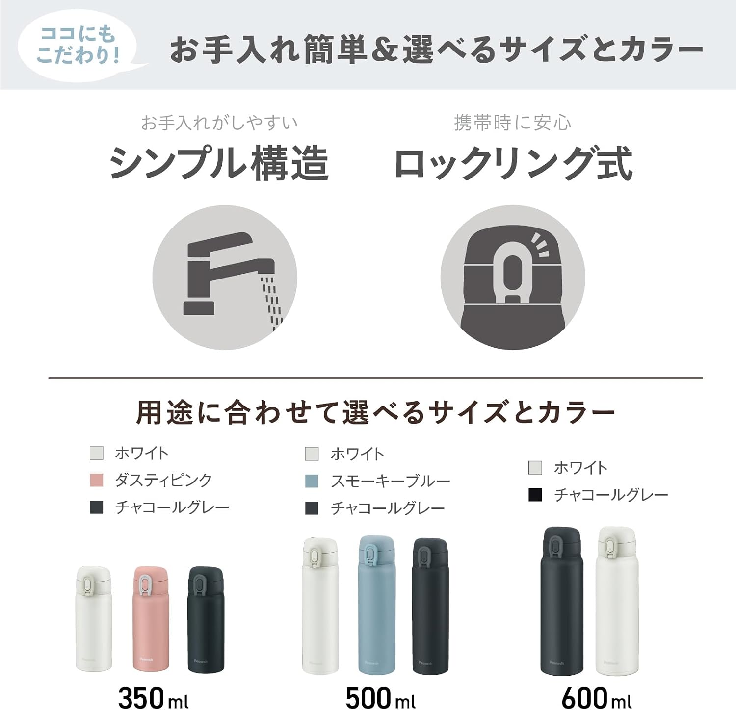 Thumbnail 6 de Peacock AKT-60 HCH ワンタッチマグボトル 600ml 真空二重構造・片手開閉
