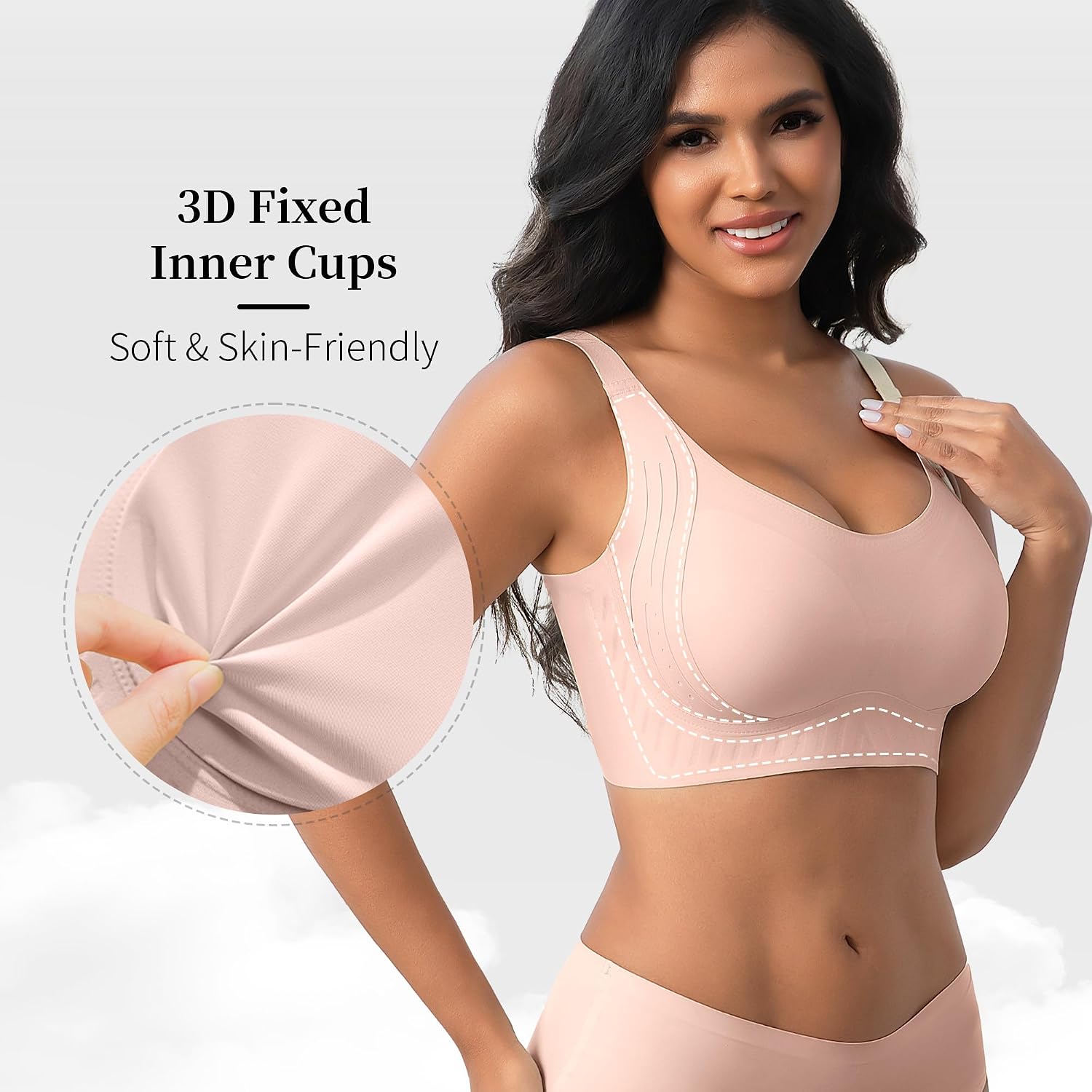 Detalle 2 de Fittingirls Soutien-gorge sans armature à coques semi-fixes – lifting complet et bretelles antidérapantes