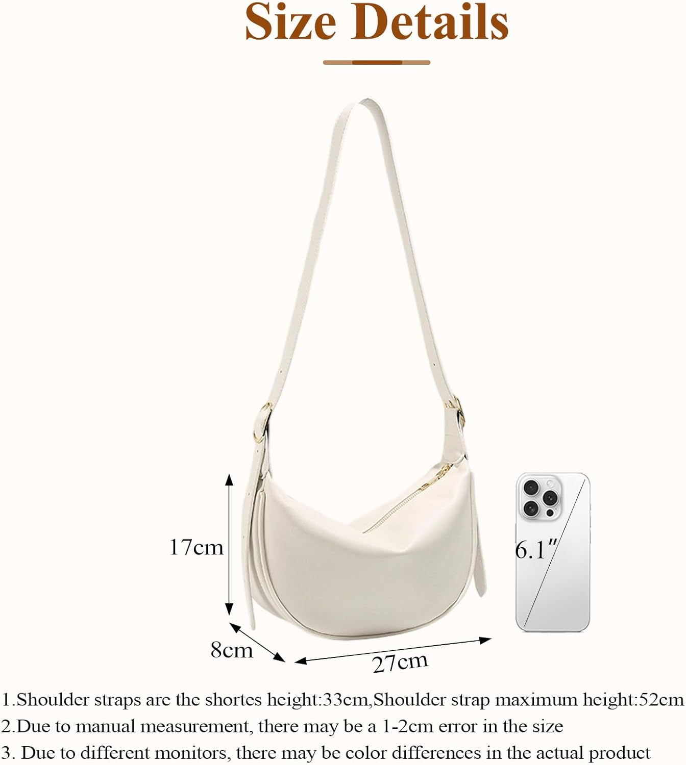 Thumbnail 3 de Mabecol borsa a tracolla donna piccola in pelle PU con cerniera e cinturino regolabile