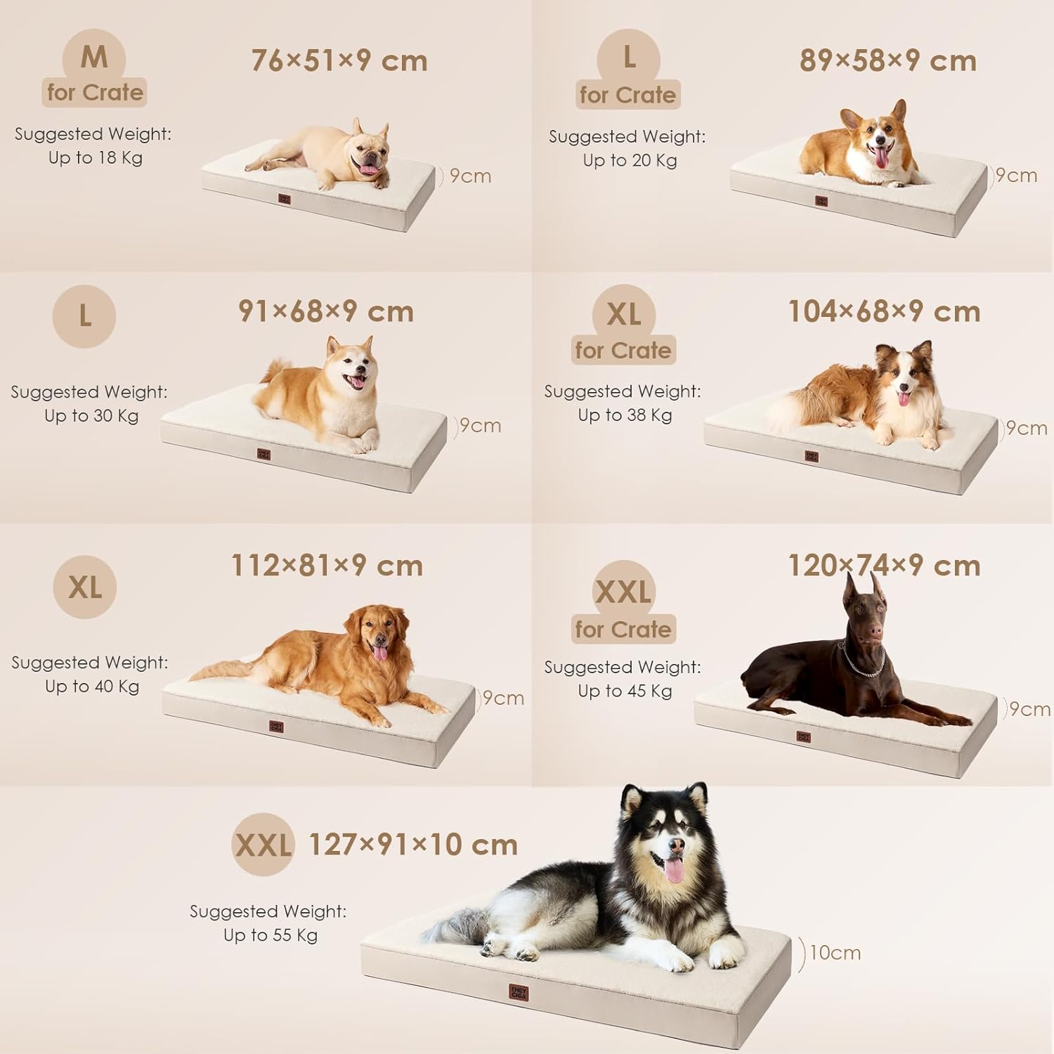 Detalle de EHEYCIGA Panier Chien Orthopedique — Coussin dodo épais 76x51x9 cm