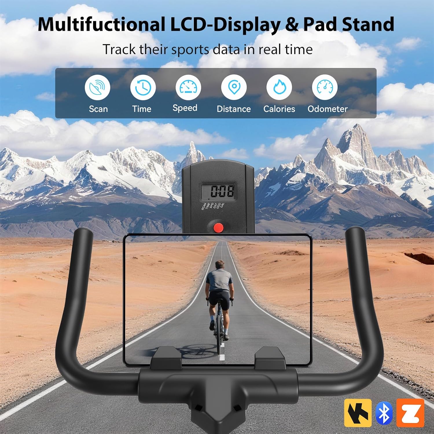 Detalle de Wenoker Exercise Bike (APP Compatible) — indoor cycling spin bike with LCD, Bluetooth and tablet holder