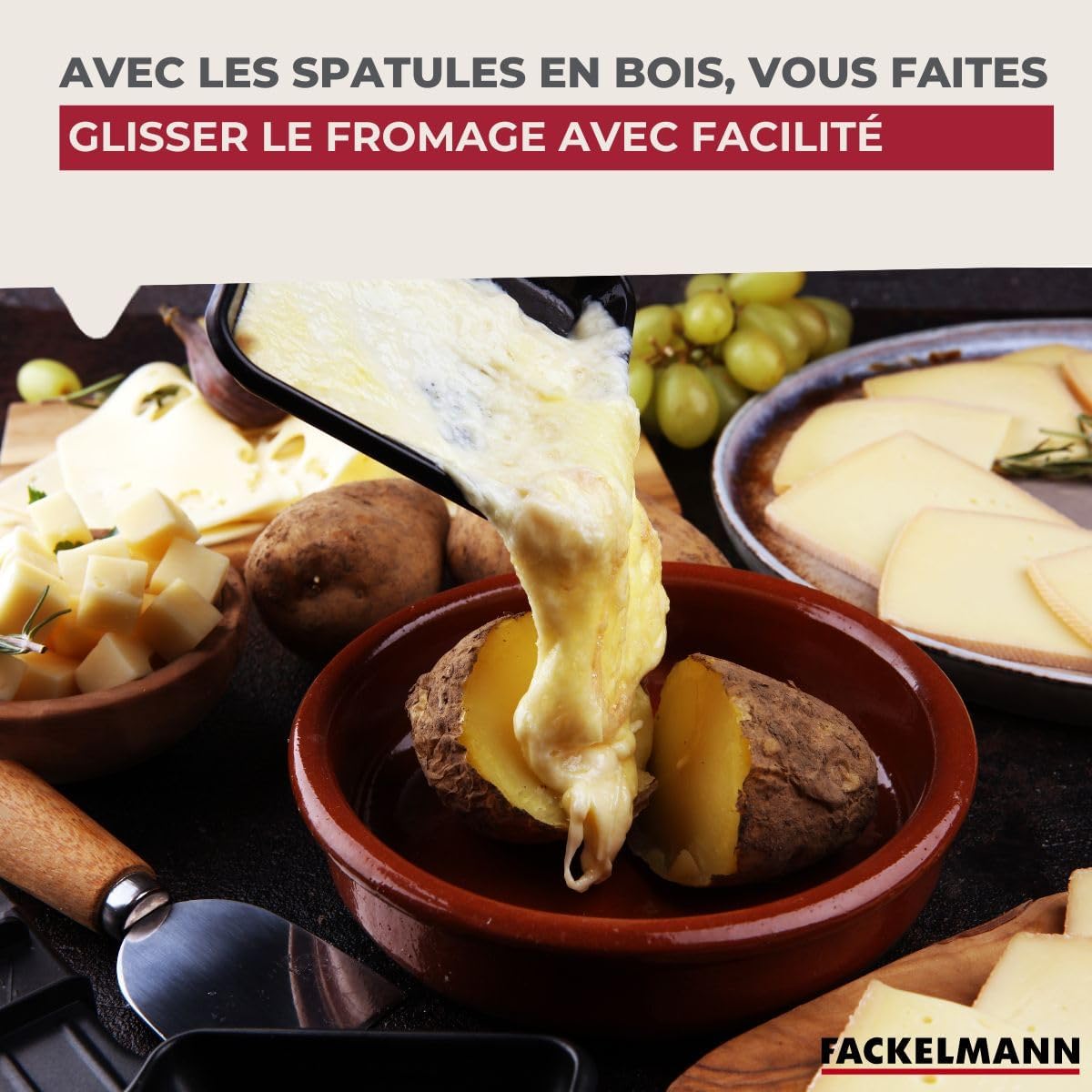 Thumbnail 3 de Fackelmann spatules raclette bois 12,8x3,7 cm