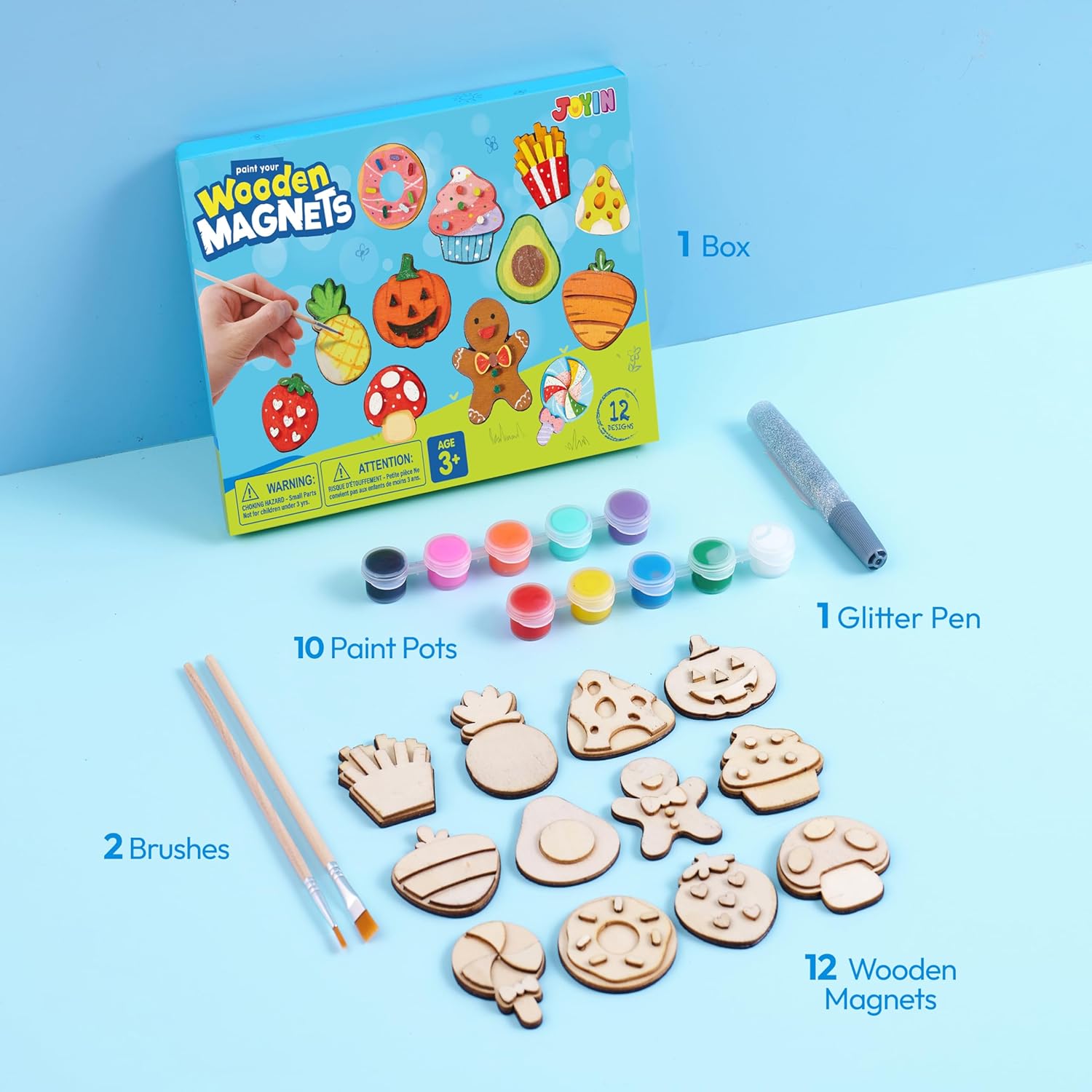 Thumbnail 1 de JOYIN 12PCS Wooden Magnets painting kit for kids 🎨