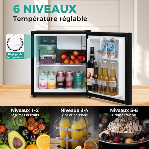 Detalle de SMETA Petit Frigo 46L — Mini réfrigérateur silencieux et réversible pour chambre, bureau et studio