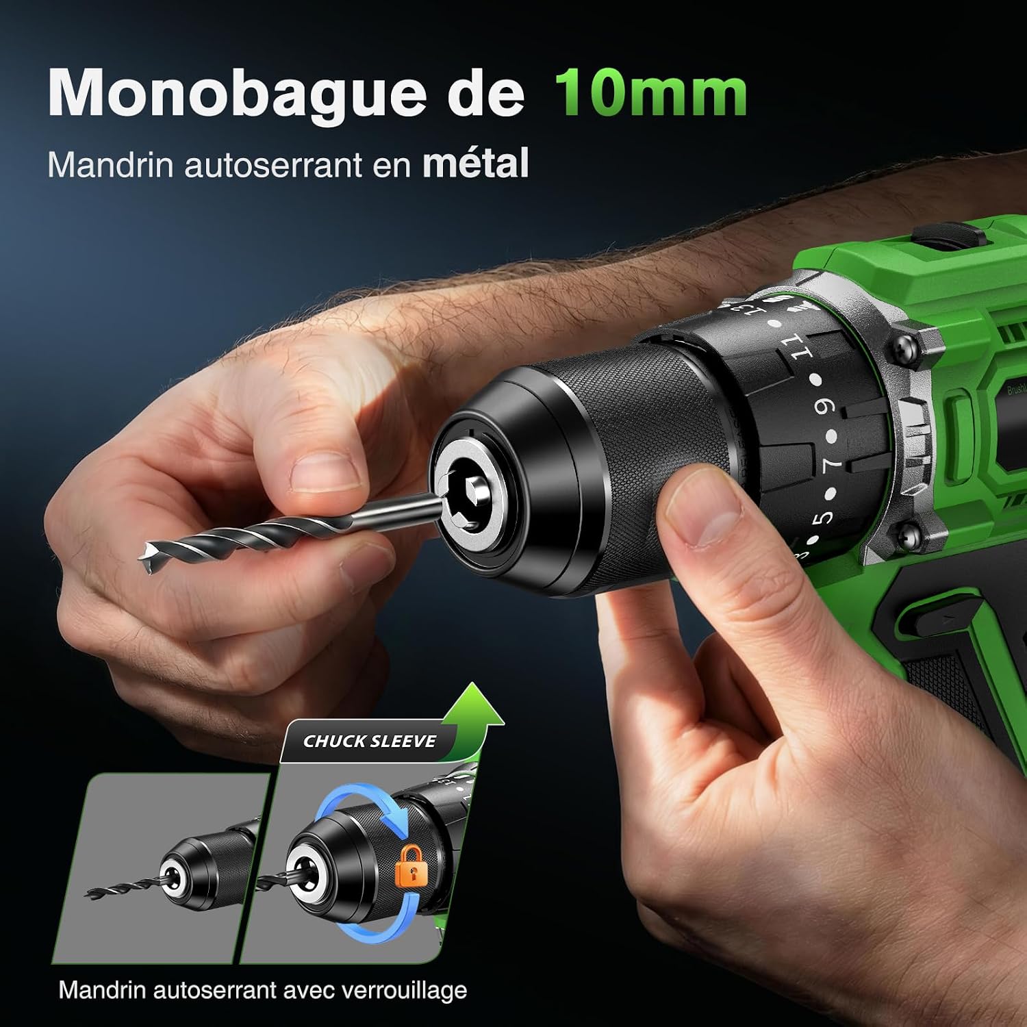 Thumbnail 6 de Ginour Brushless Perceuse-Visseuse à Percussion sans fil 50 Nm, 21V – 2 vitesses, 10 mm, batterie 2 Ah