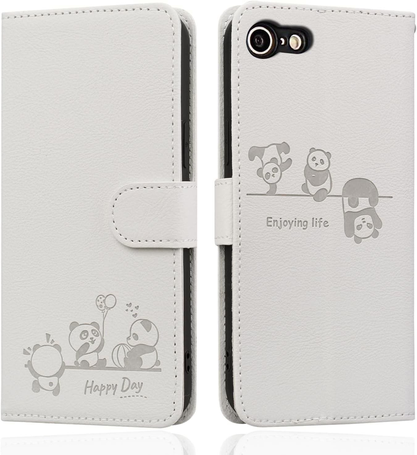 Detalle de Butnyeoe Flip Case with Card Holder for iPhone 7/8/SE (2020/2022) – Panda PU Leather Wallet Cover