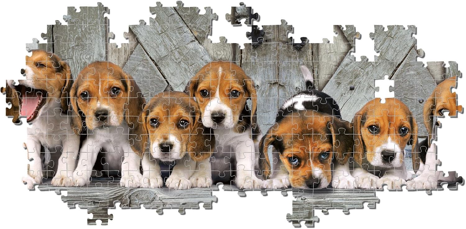 Detalle 2 de Clementoni Welpen Puzzle 1000 Teile – Panorama 98 x 33 cm für Erwachsene