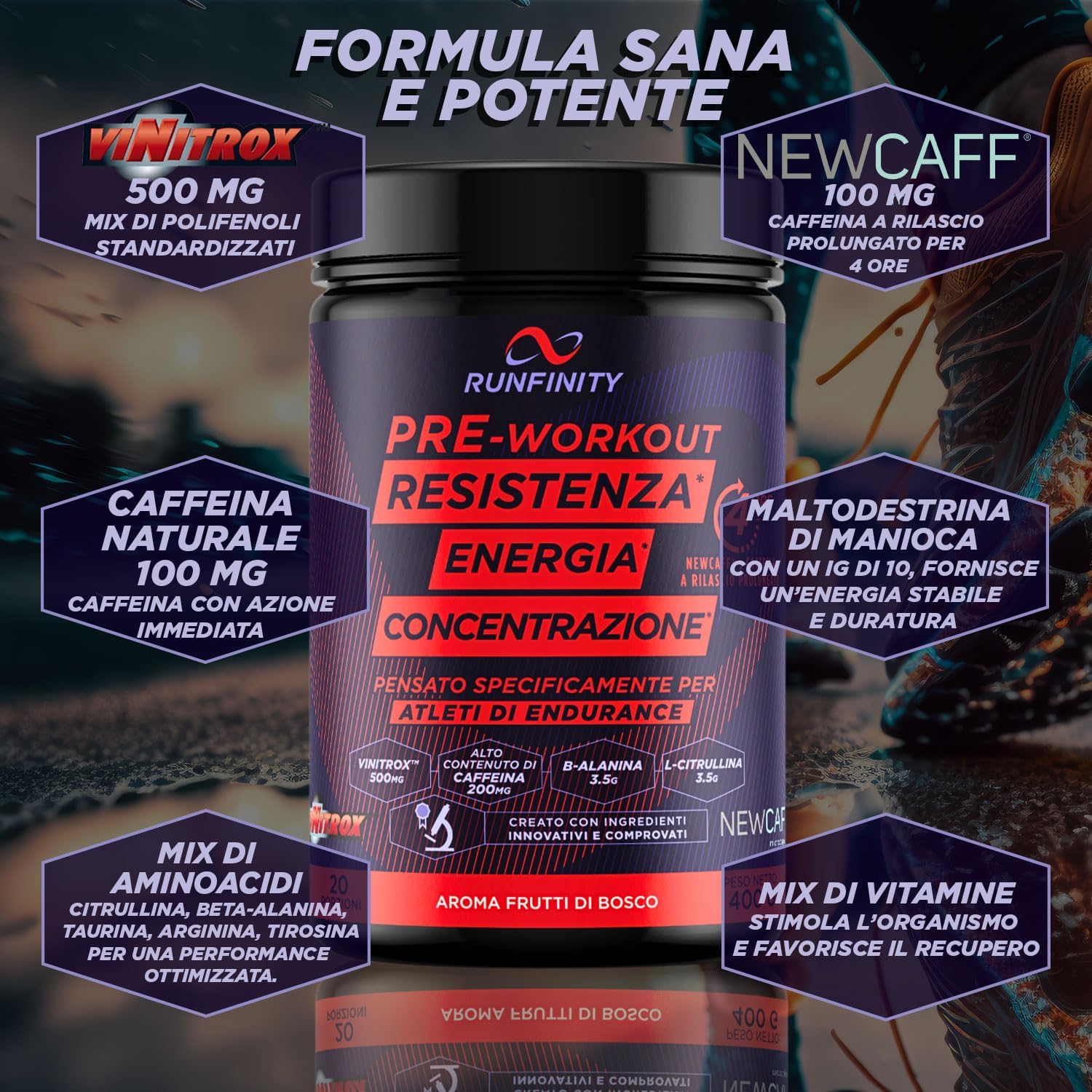 Thumbnail 4 de Pre Workout Runfinity – Booster di Energia a Lunga Durata per Prestazioni Massime